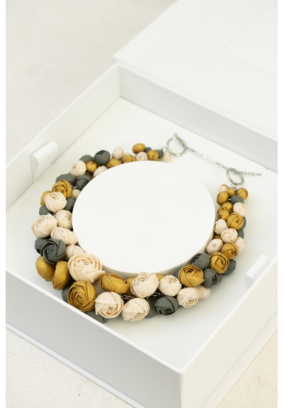 Serendipity – Handmade Floral Necklace with Over 100 Flowers, Polymer Clay Statement Necklace, Unique Gift for Her