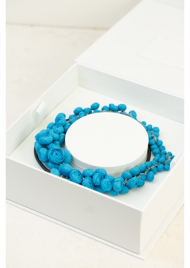 Blue Sculptural Asymmetric Necklace