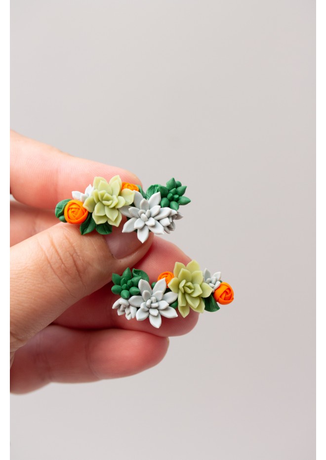 Handcrafted Succulent Cuff Earrings