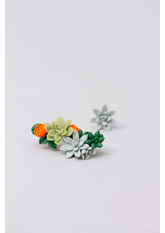 Handcrafted Succulent Cuff Earrings