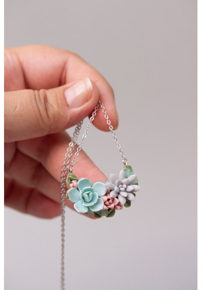 Handcrafted Polymer Clay Succulent Necklace