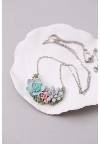 Handcrafted Polymer Clay Succulent Necklace