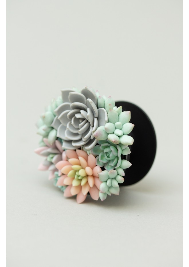 Handcrafted Polymer Clay Succulent Phone Grip - Unique Accessory