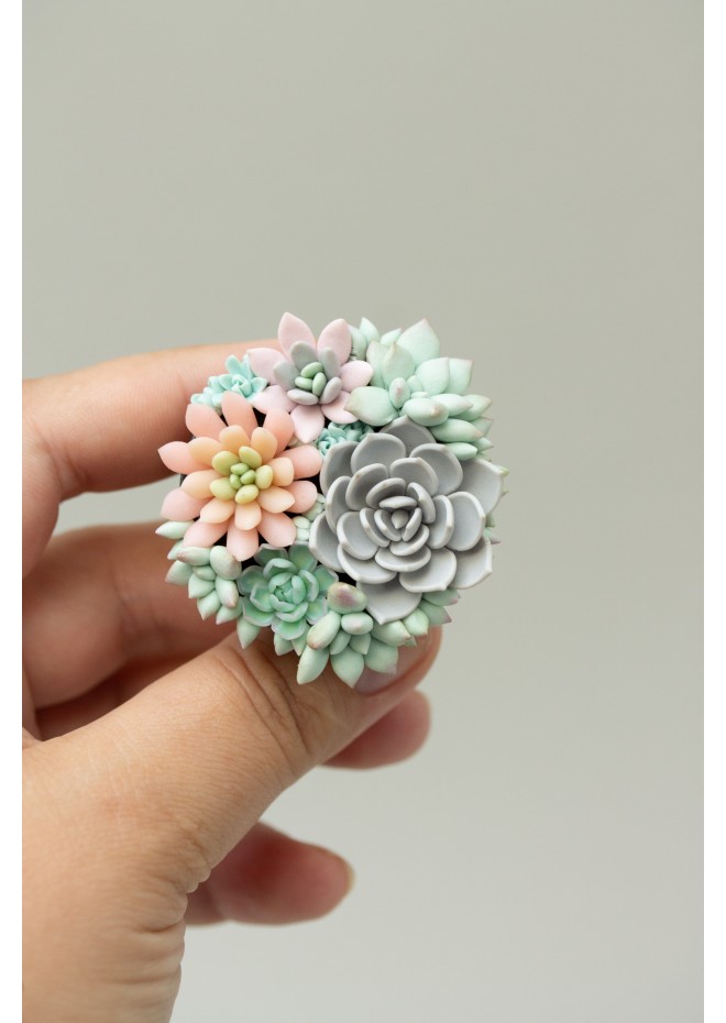 Handcrafted Polymer Clay Succulent Phone Grip - Unique Accessory