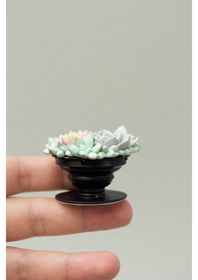 Handcrafted Polymer Clay Succulent Phone Grip - Unique Accessory