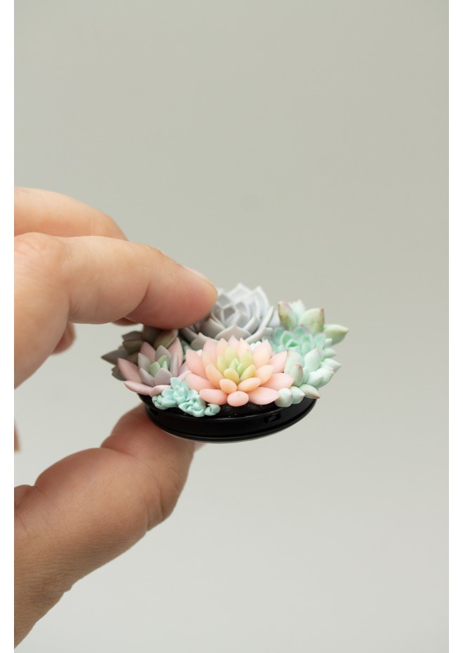 Handcrafted Polymer Clay Succulent Phone Grip - Unique Accessory