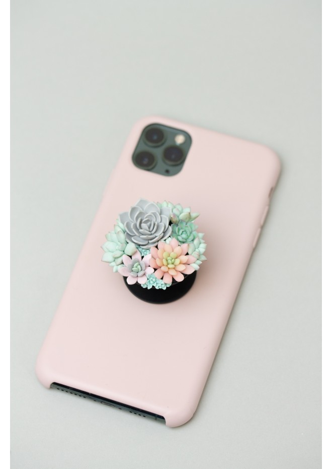 Handcrafted Polymer Clay Succulent Phone Grip - Unique Accessory