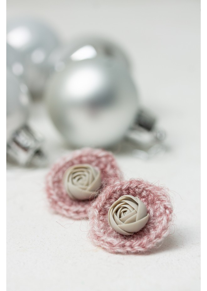 Cozy Crochet Flower Stud Earrings