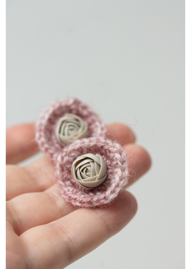 Cozy Crochet Flower Stud Earrings