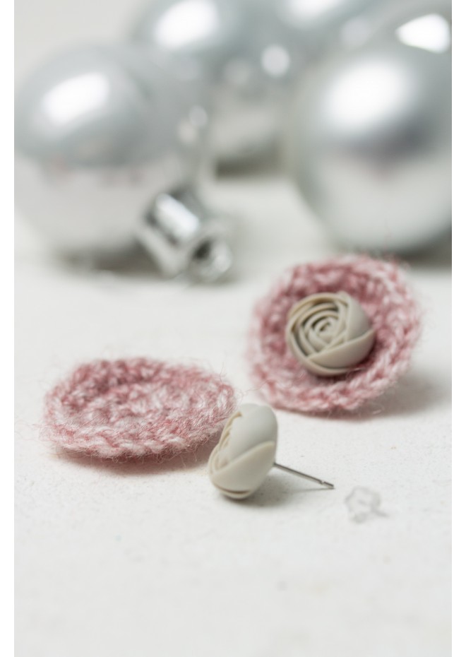 Cozy Crochet Flower Stud Earrings