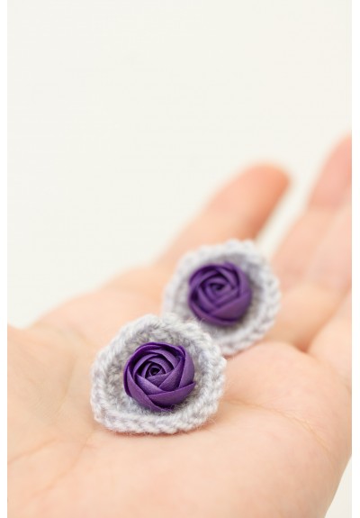 Cozy Crochet Flower Stud Earrings – Removable Wool Base