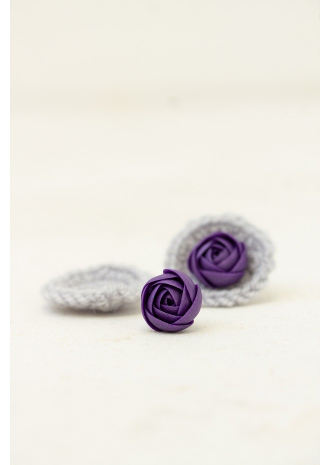 Cozy Crochet Flower Stud Earrings