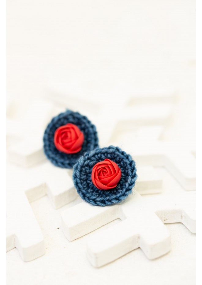 Cozy Crochet Flower Stud Earrings