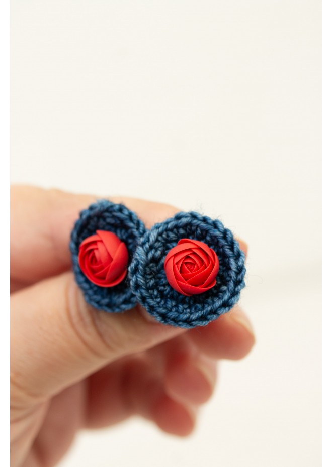 Cozy Crochet Flower Stud Earrings