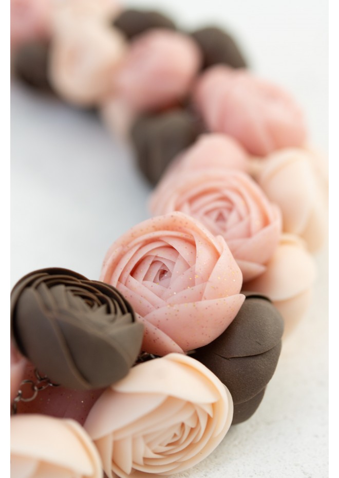 Chocolate Blush Floral Statement Necklace