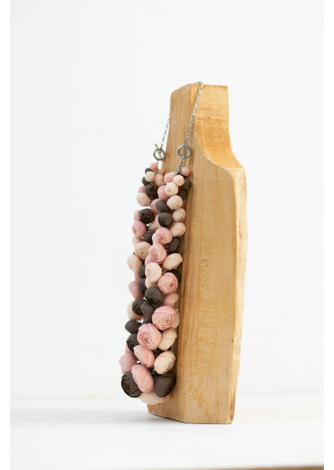 Chocolate Blush Floral Statement Necklace