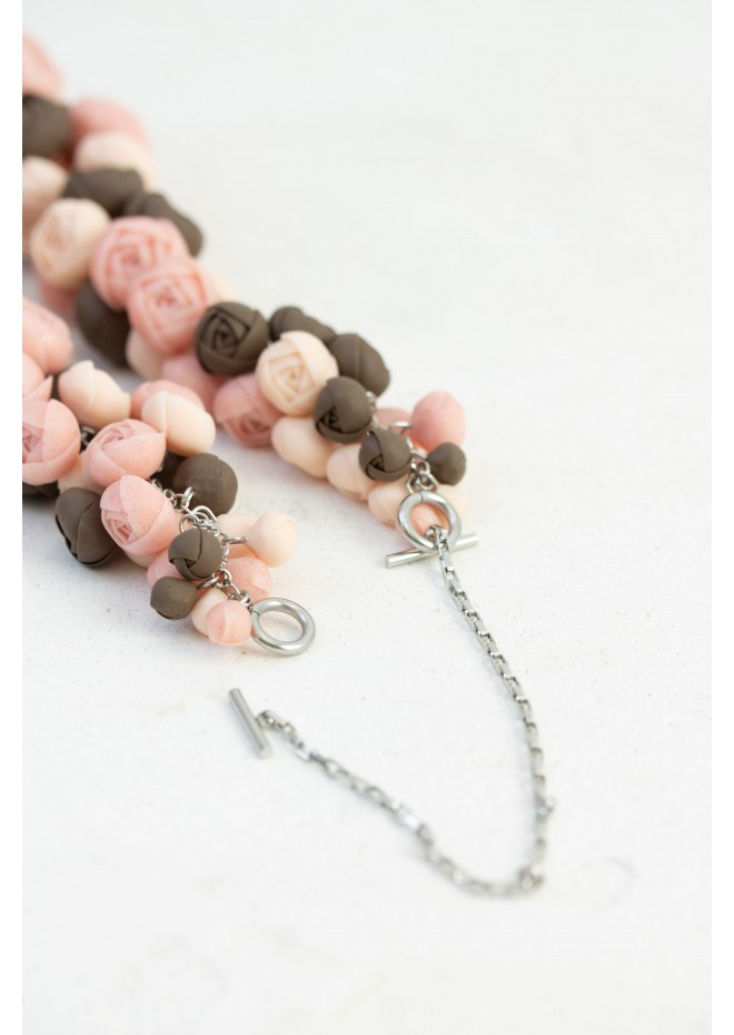 Chocolate Blush Floral Statement Necklace