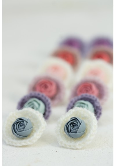 Cozy Crochet Flower Stud Earrings – Removable Wool Base