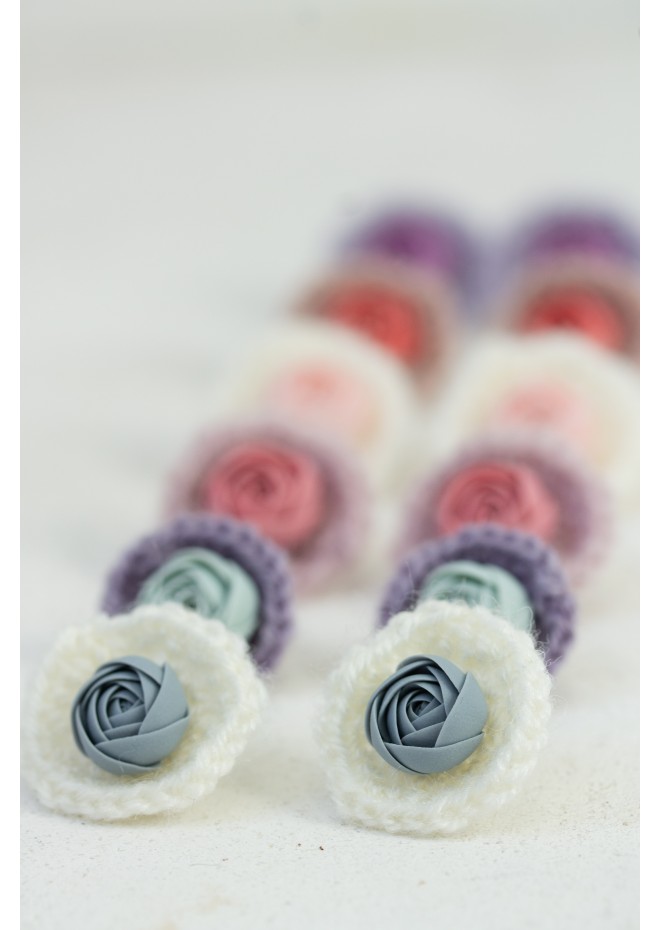 Cozy Crochet Flower Stud Earrings