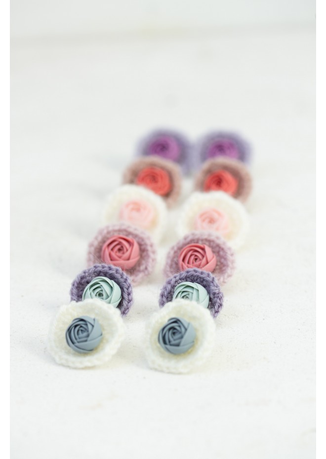 Cozy Crochet Flower Stud Earrings