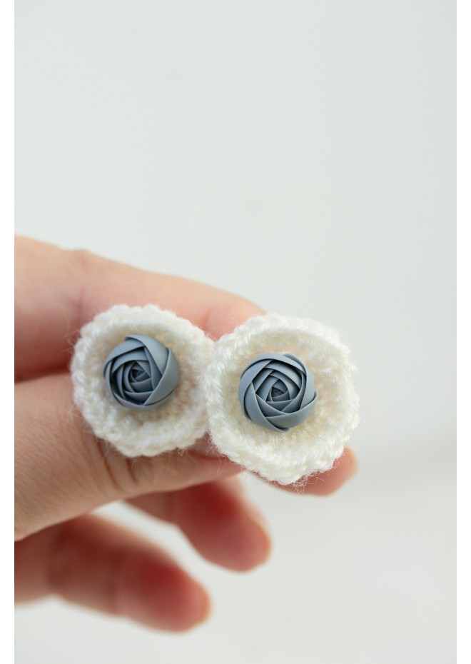 Cozy Crochet Flower Stud Earrings