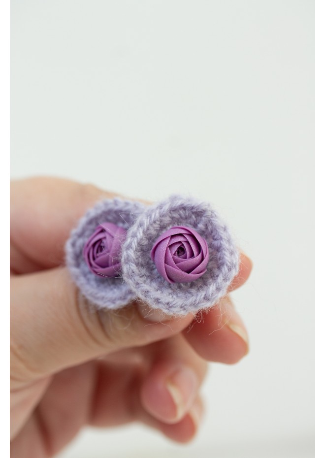 Cozy Crochet Flower Stud Earrings