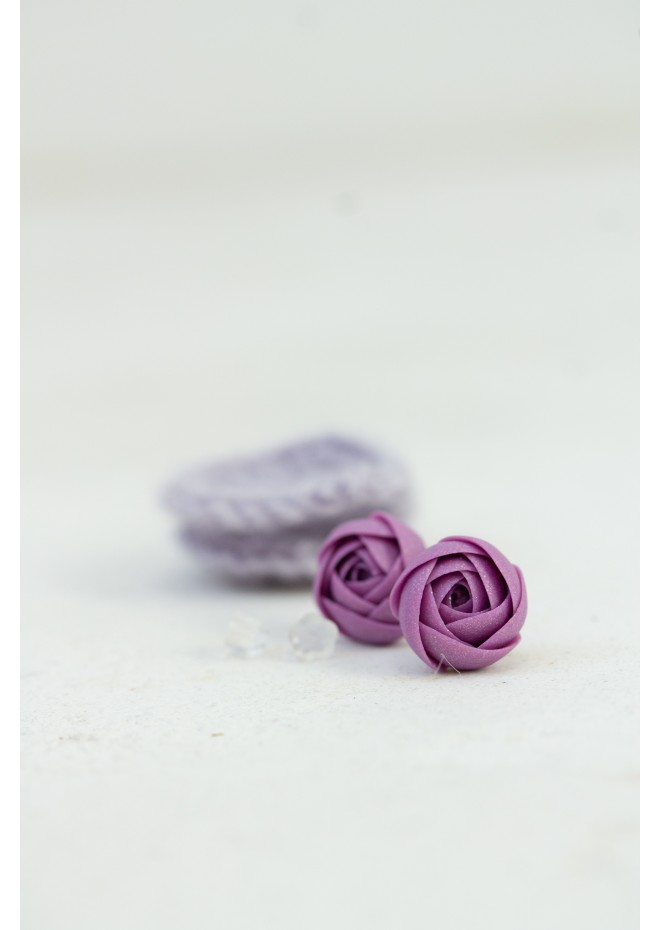Cozy Crochet Flower Stud Earrings