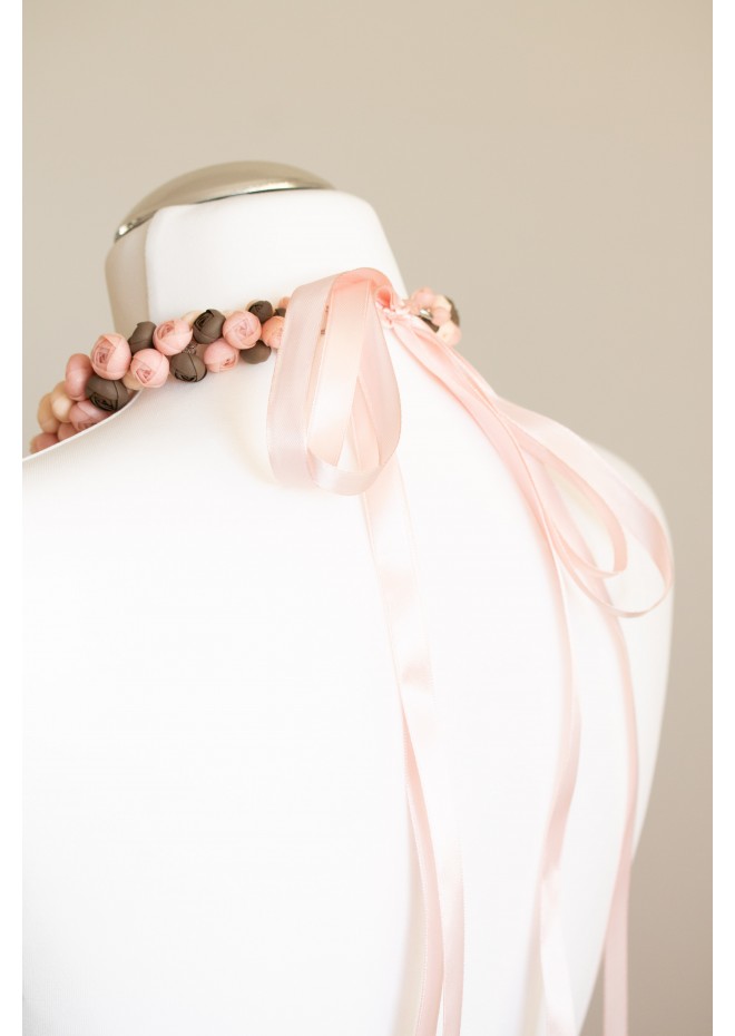 Chocolate Blush Floral Statement Necklace