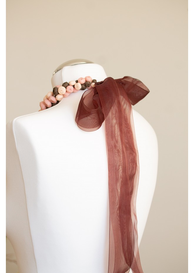 Chocolate Blush Floral Statement Necklace