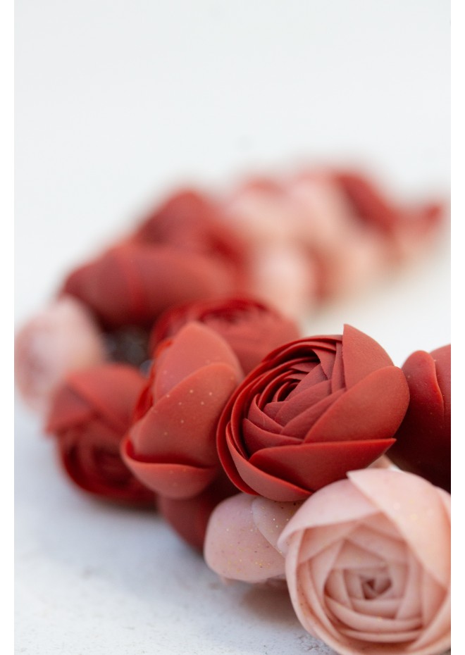 Deep Red Floral Statement Necklace