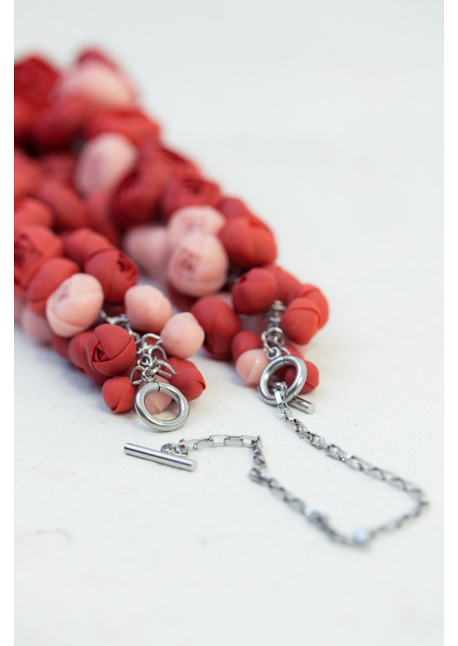 Deep Red Floral Statement Necklace