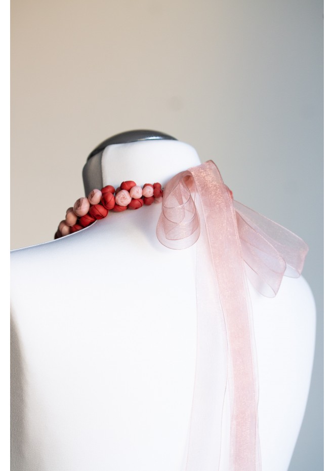 Deep Red Floral Statement Necklace