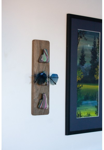 Wall Mounted Glasses Holder with Sculptural Noses | Handmade Walnut Wood Art