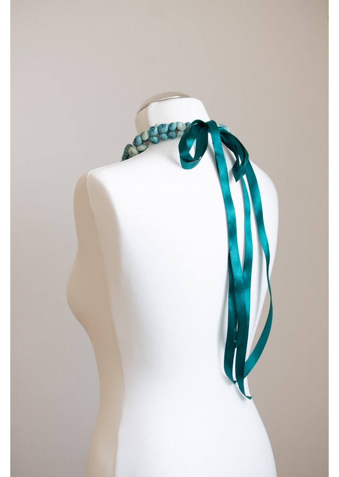 Dusty Teal Floral Statement Necklace