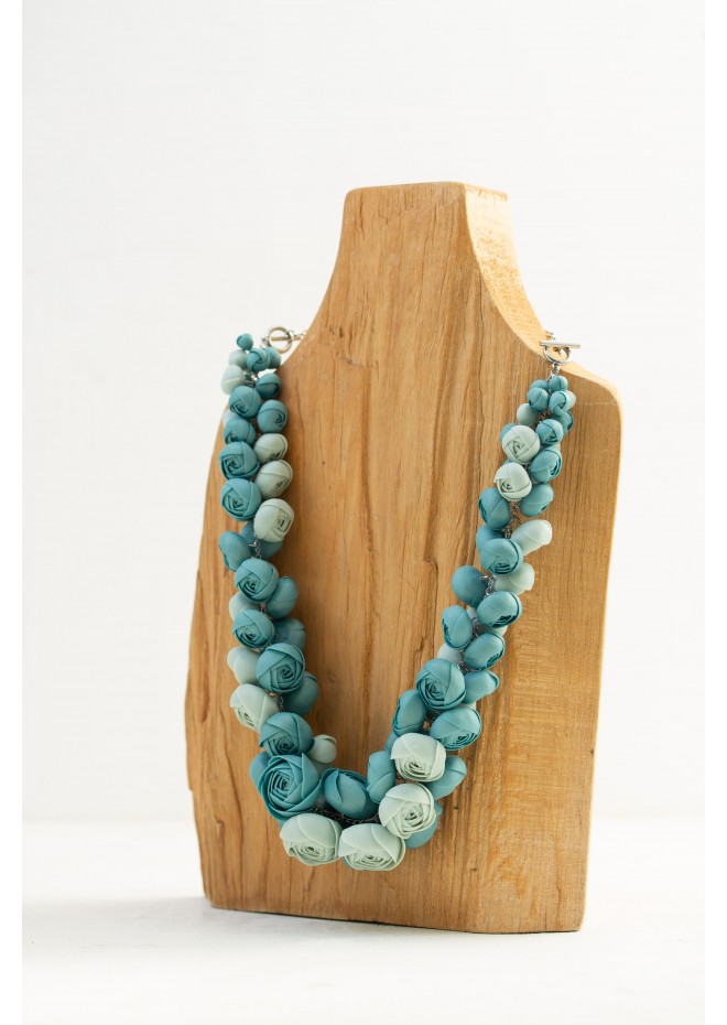 Dusty Teal Floral Statement Necklace