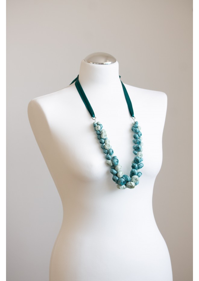 Dusty Teal Floral Statement Necklace
