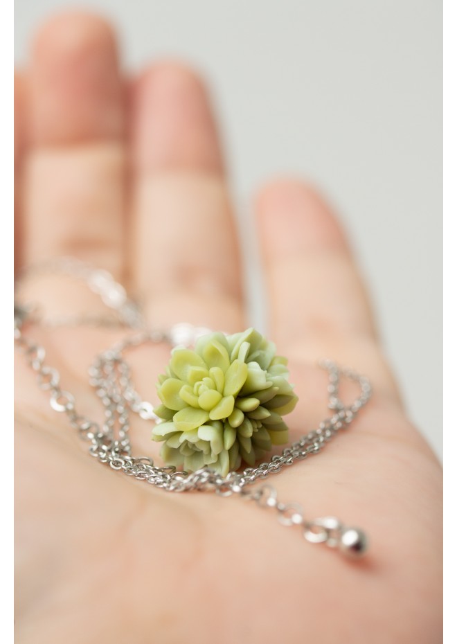 Succulent Ball Necklace – Handmade Botanical Sphere Pendant