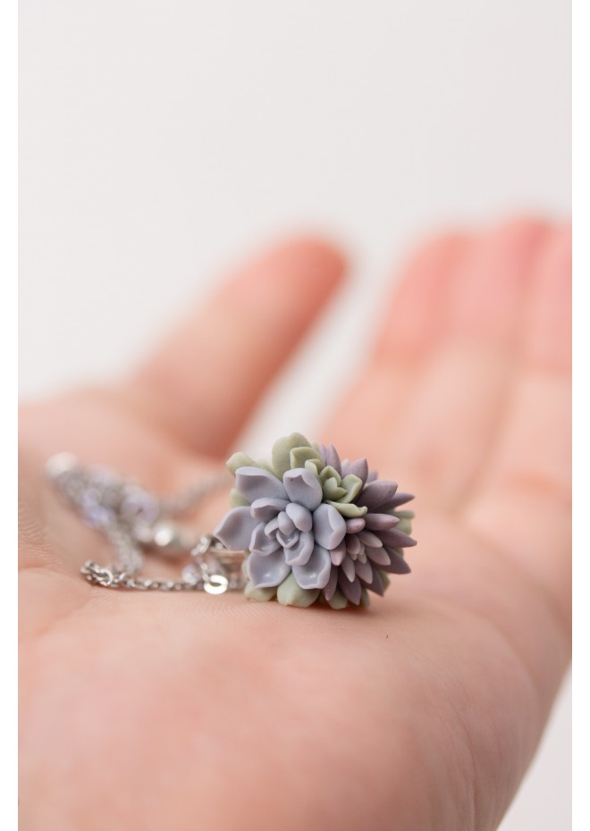 Succulent Ball Necklace – Handmade Botanical Sphere Pendant