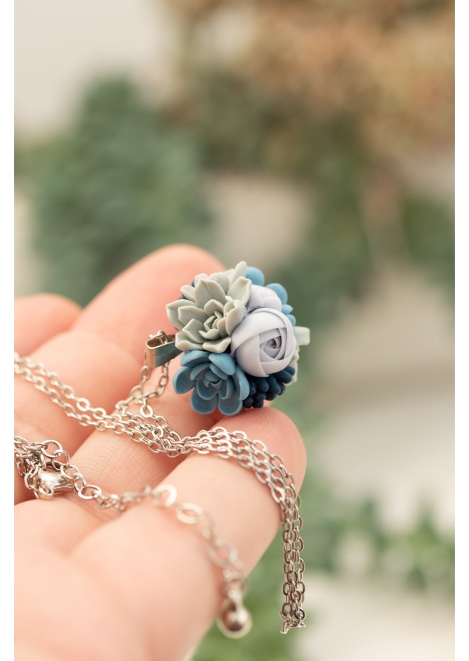 Succulent Ball Necklace – Handmade Botanical Sphere Pendant