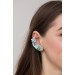 Green and Blue Succulent Cuff Earring