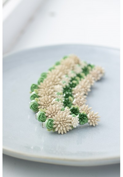 Green and Beige Succulent Hair Pin