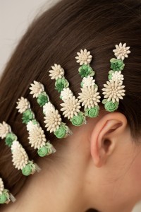 Green and Beige Succulent Hair Pin