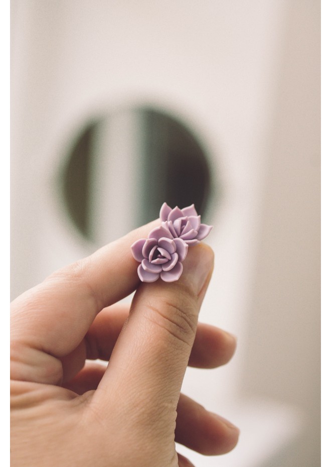 Purple Hypoallergenic Succulent Studs