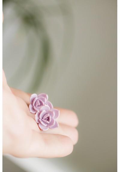 Purple Hypoallergenic Succulent Studs