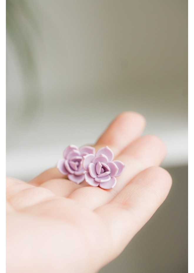 Purple Hypoallergenic Succulent Studs