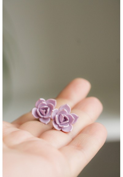 Purple Hypoallergenic Succulent Studs