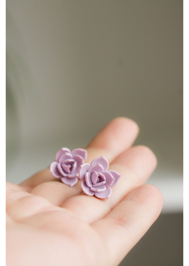 Purple Hypoallergenic Succulent Studs