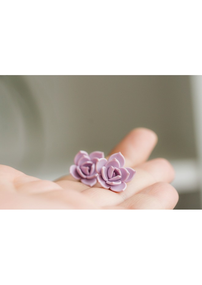 Purple Hypoallergenic Succulent Studs