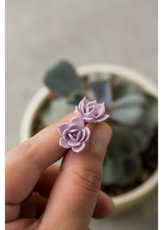 Purple Hypoallergenic Succulent Studs