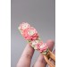 Unique Pink Wooden Hairpin With Handcrafted Succulents / Flowers